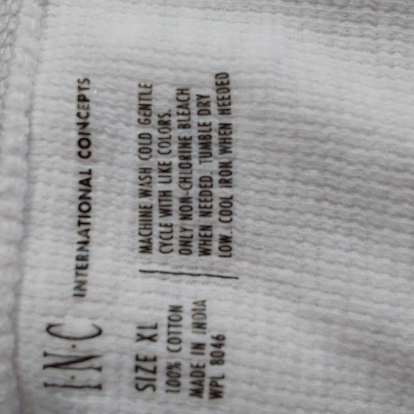 Inc- Mens Light Sweatshirt White w/Gray piping Soft Button Pocket Sz.XL - Picture 6 of 6